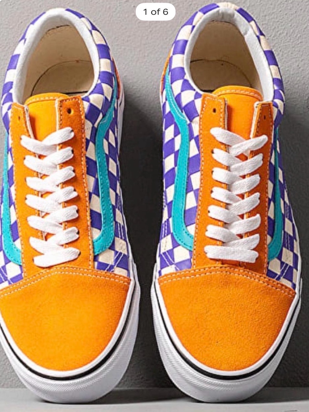 Rare Vans Thermochrome Orange Suede, Purple & Teal Checkerboard Low-Top Sneakers